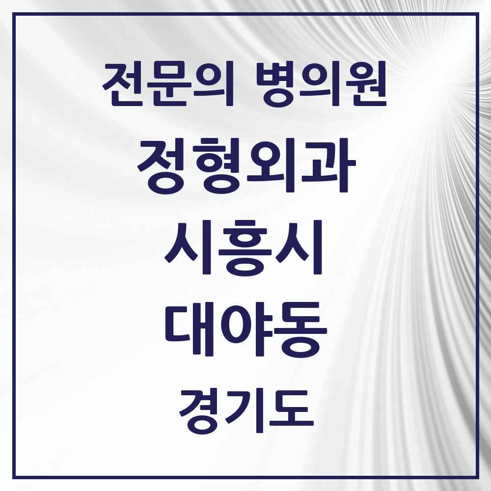2025 경기도 시흥시 대야동 정형외과 전문의 의원·병원 목록 6곳