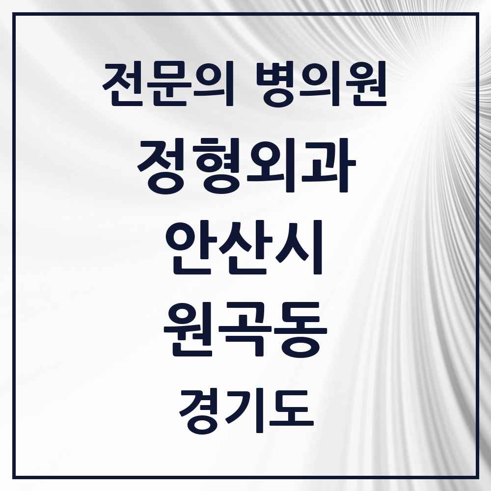 2025 경기도 안산시 원곡동 정형외과 전문의 의원·병원 목록 3곳