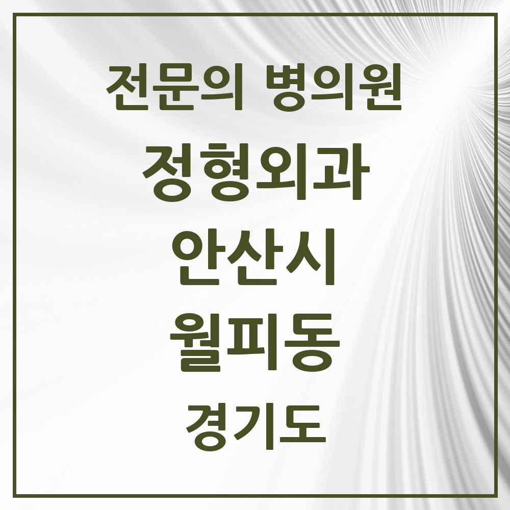 2025 경기도 안산시 월피동 정형외과 전문의 의원·병원 목록 2곳