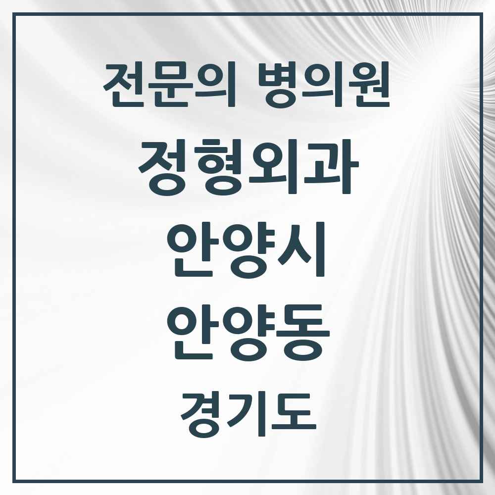 2025 경기도 안양시 안양동 정형외과 전문의 의원·병원 목록 13곳