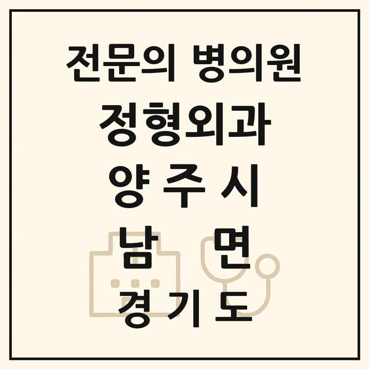 2026 경기도 양주시 남면 정형외과 전문의 의원·병원 목록 1곳