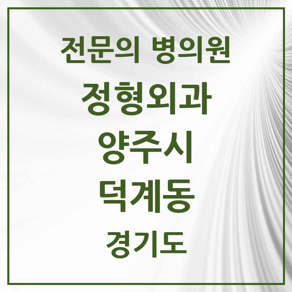 2025 경기도 양주시 덕계동 정형외과 전문의 의원·병원 목록 4곳