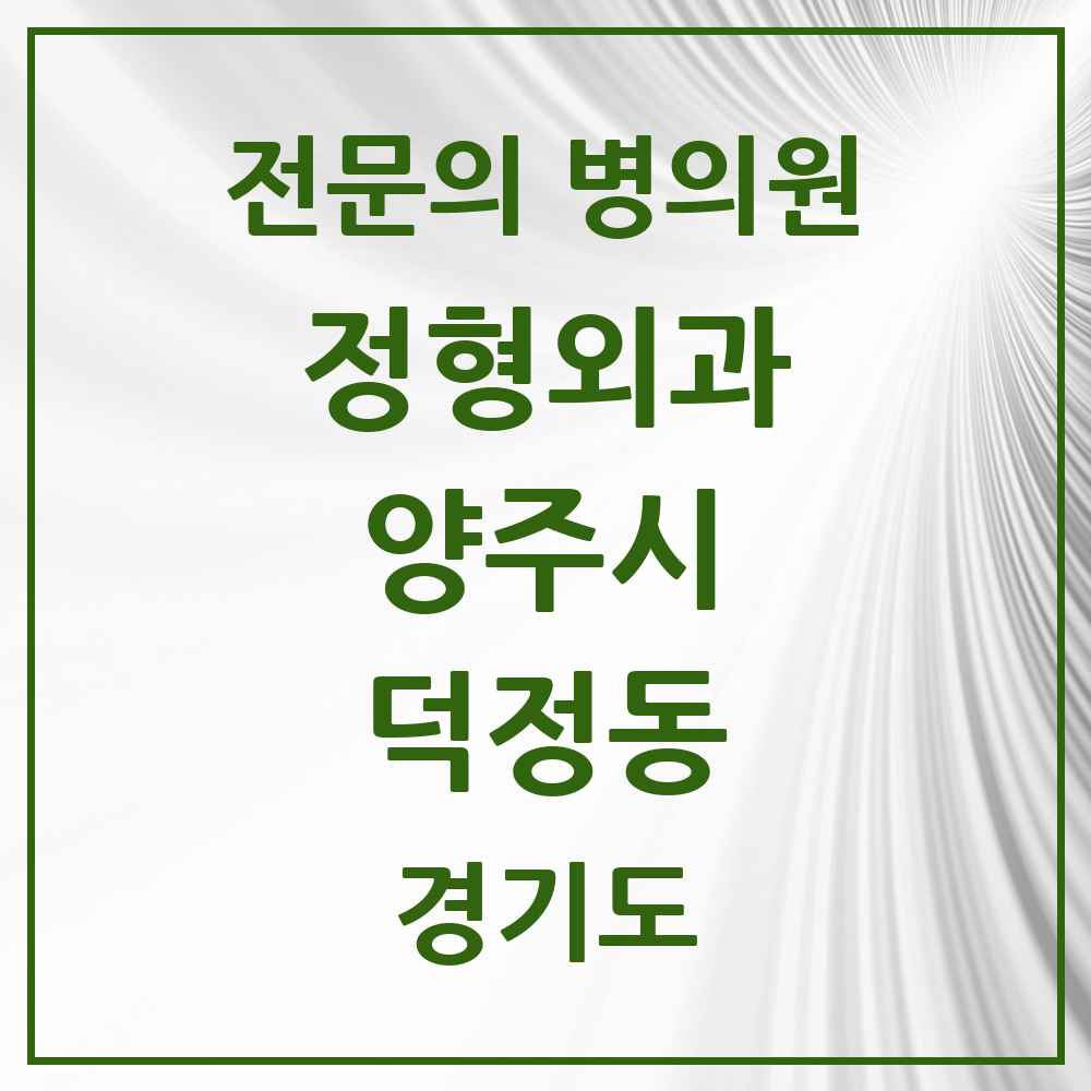 2025 경기도 양주시 덕정동 정형외과 전문의 의원·병원 목록 4곳
