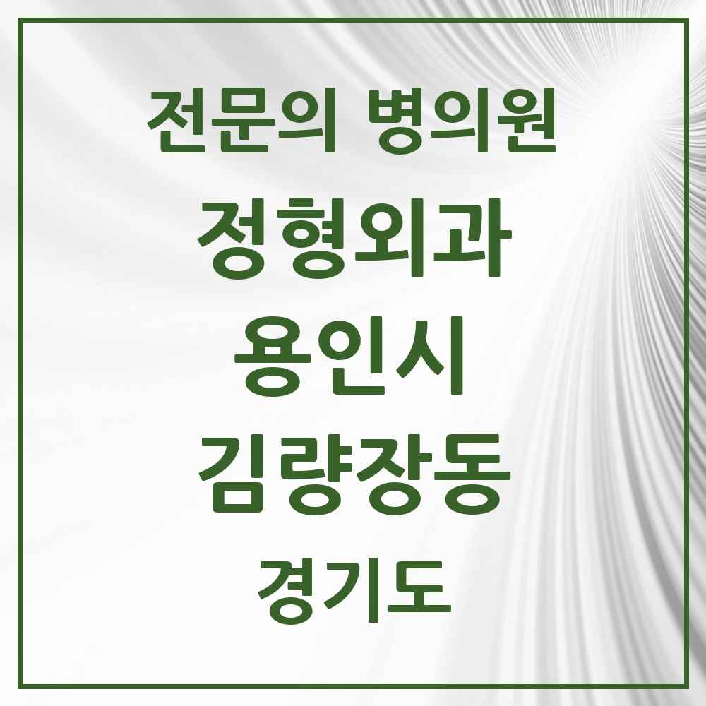 2025 경기도 용인시 김량장동 정형외과 전문의 의원·병원 목록 7곳