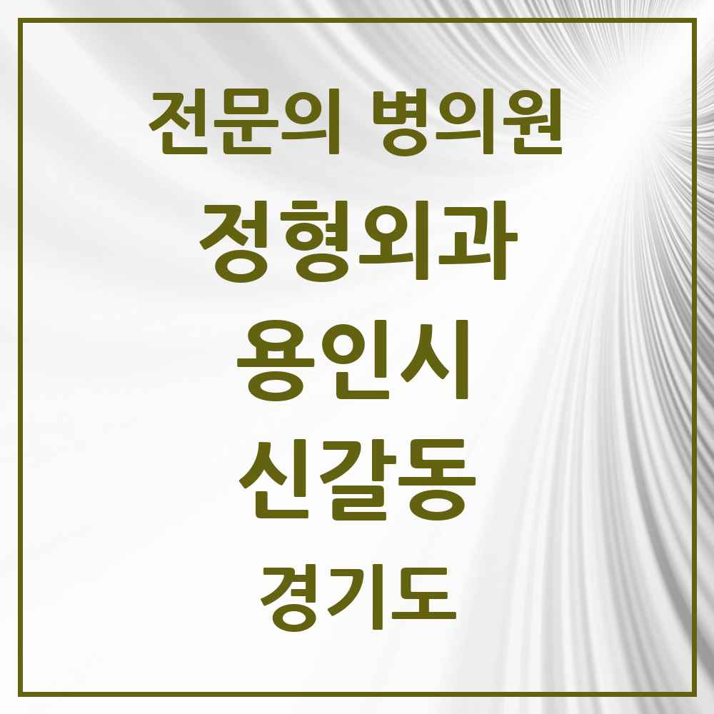 2025 경기도 용인시 신갈동 정형외과 전문의 의원·병원 목록 4곳