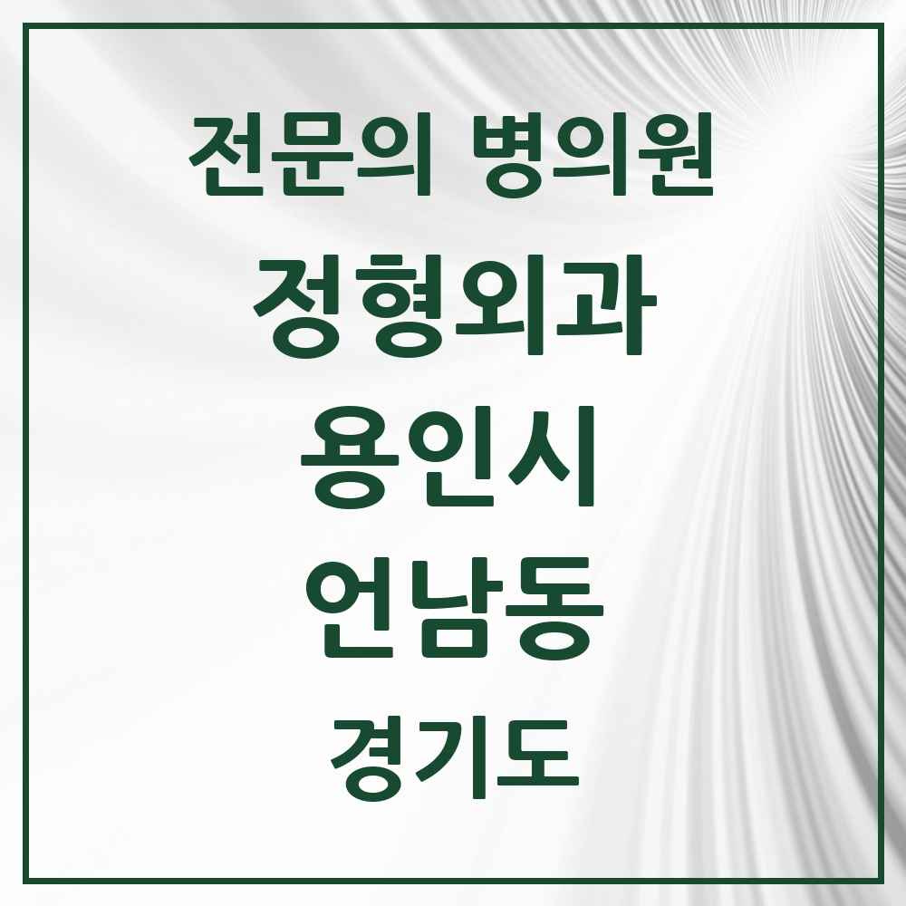 2025 경기도 용인시 언남동 정형외과 전문의 의원·병원 목록 2곳