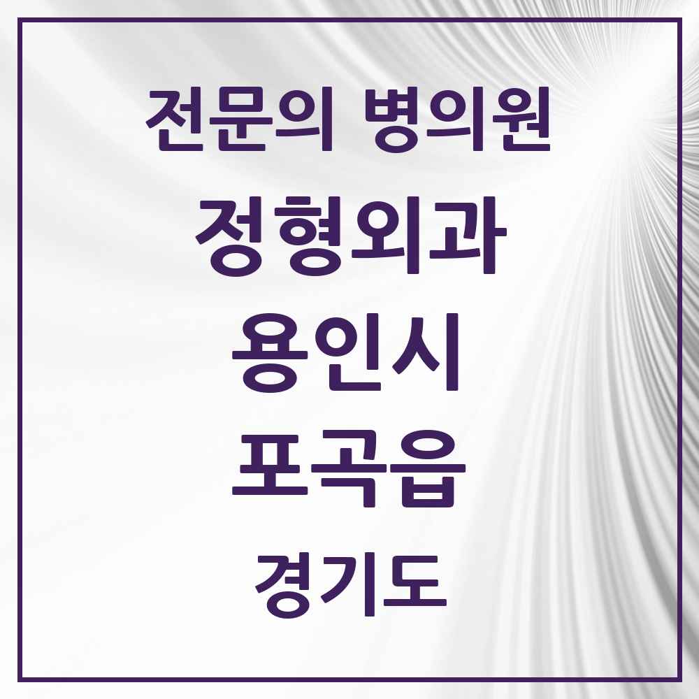 2025 경기도 용인시 포곡읍 정형외과 전문의 의원·병원 목록 2곳