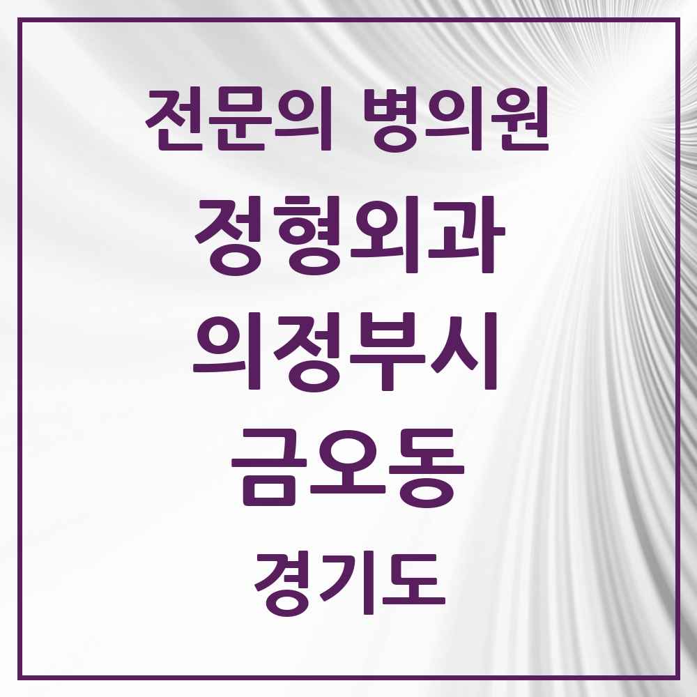 2025 경기도 의정부시 금오동 정형외과 전문의 의원·병원 목록 3곳
