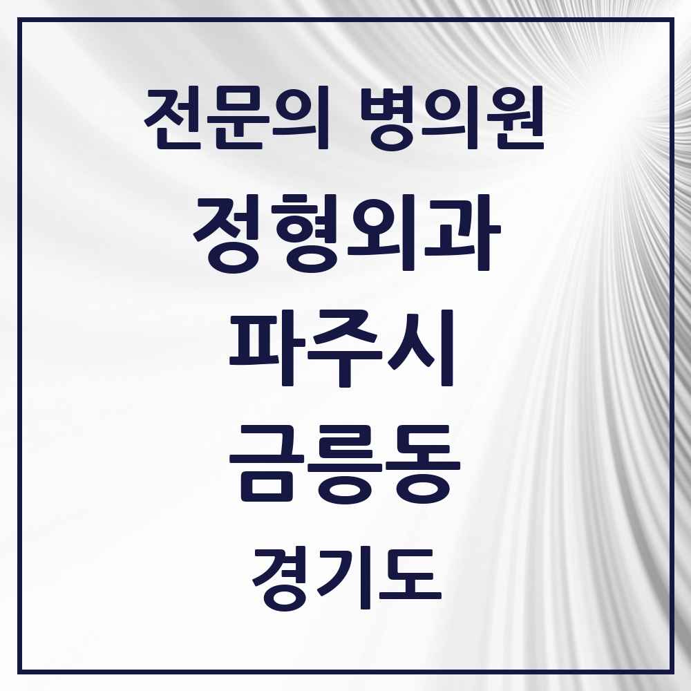 2025 경기도 파주시 금릉동 정형외과 전문의 의원·병원 목록 1곳