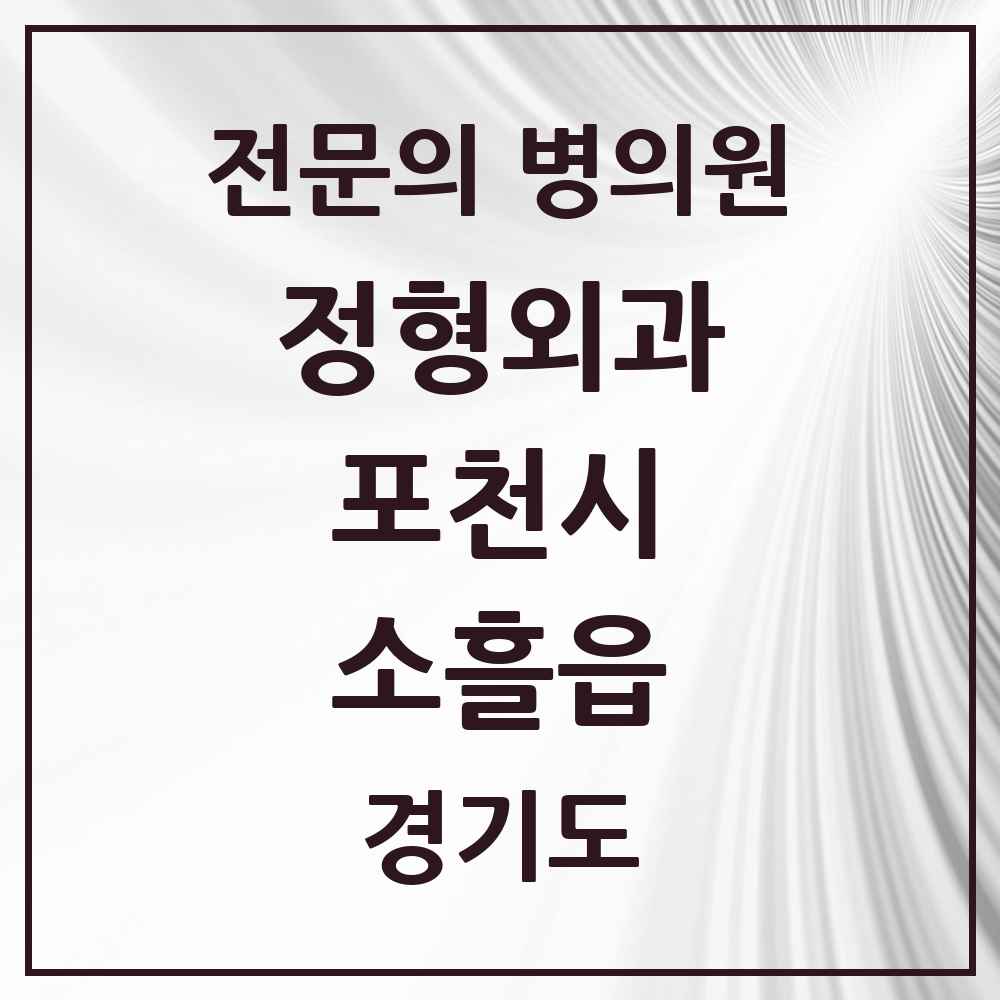 2025 경기도 포천시 소흘읍 정형외과 전문의 의원·병원 목록 4곳