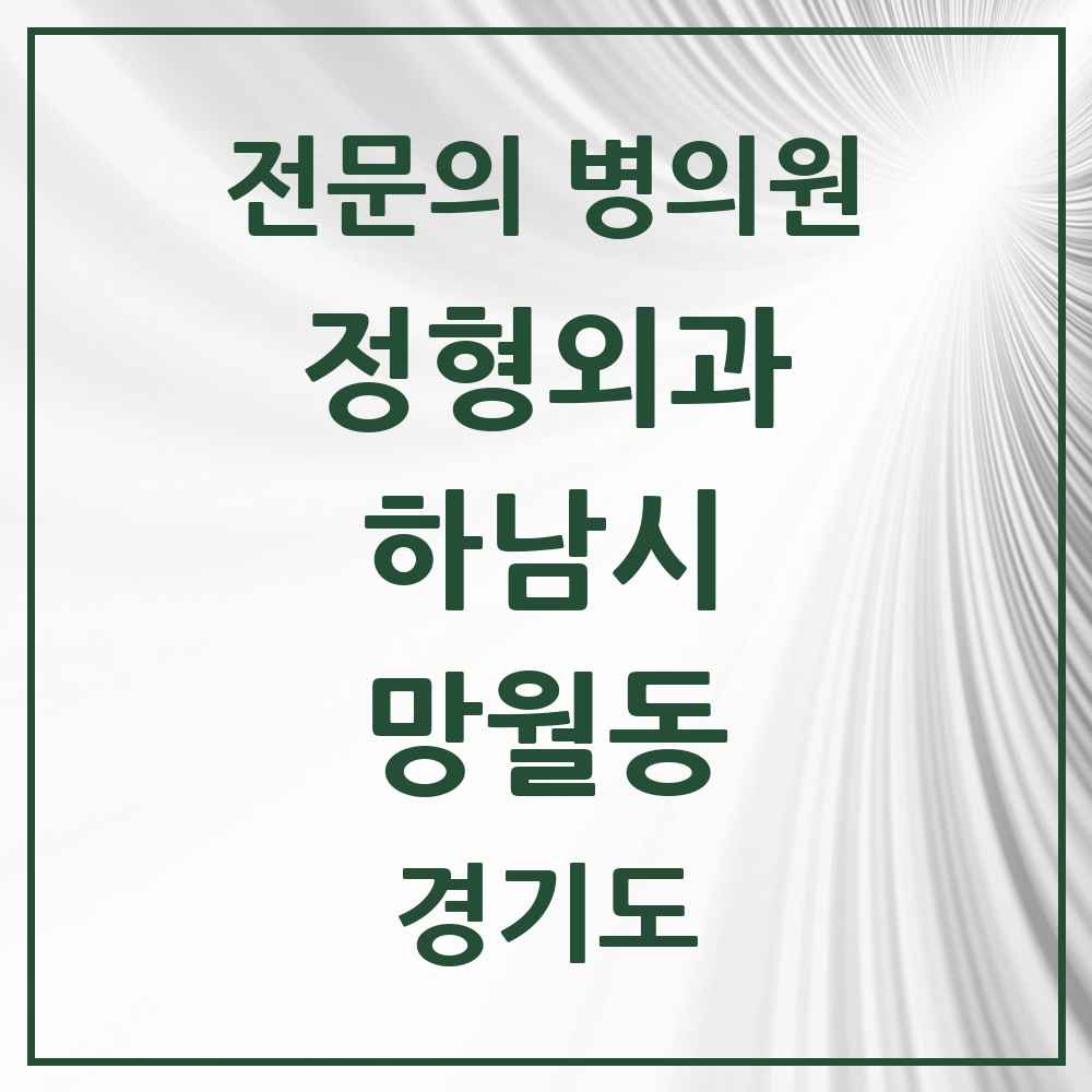 2025 경기도 하남시 망월동 정형외과 전문의 의원·병원 목록 7곳