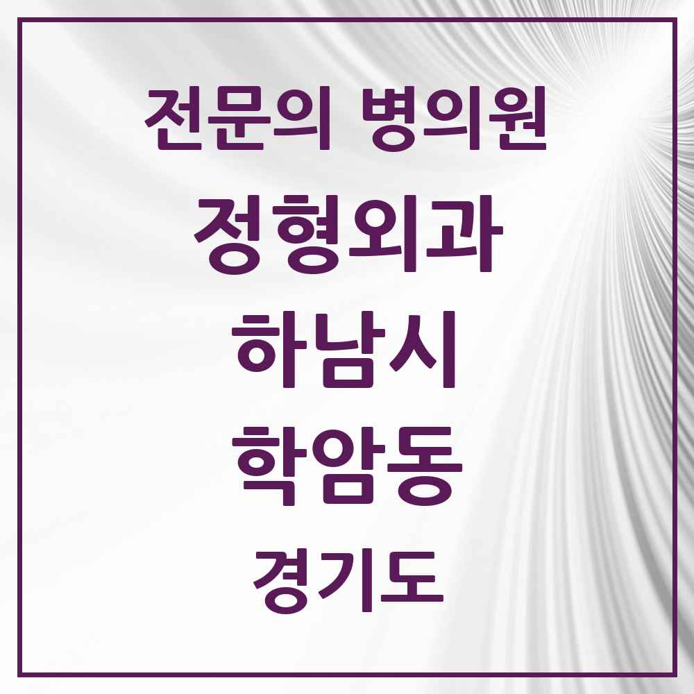 2025 경기도 하남시 학암동 정형외과 전문의 의원·병원 목록 1곳