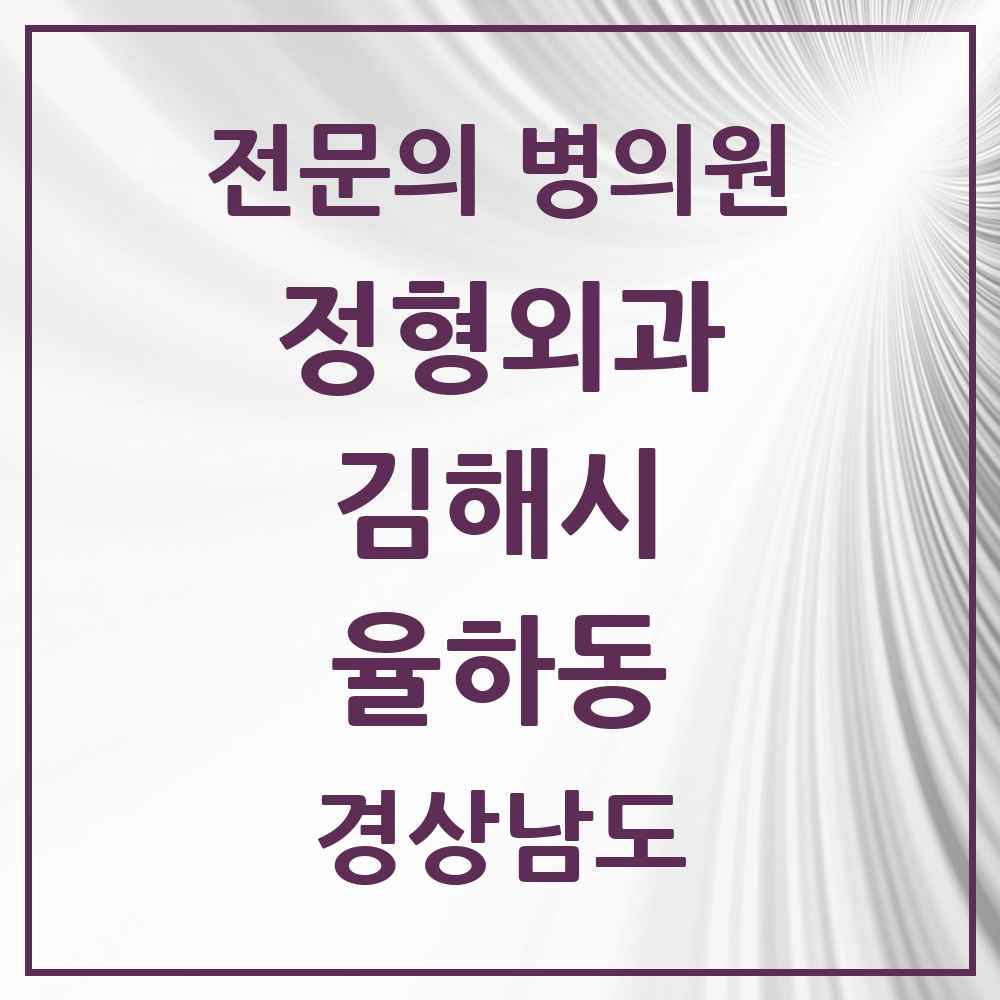 2025 경상남도 김해시 율하동 정형외과 전문의 의원·병원 목록 2곳
