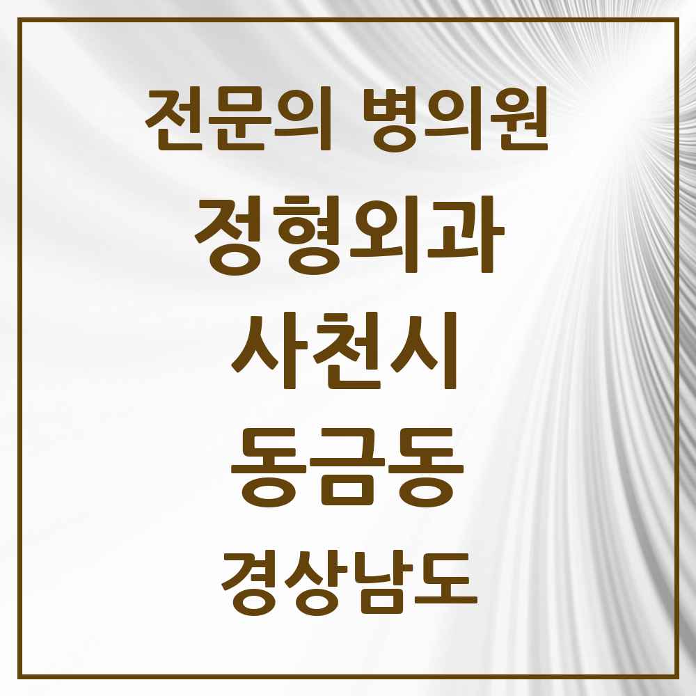 2025 경상남도 사천시 동금동 정형외과 전문의 의원·병원 목록 2곳