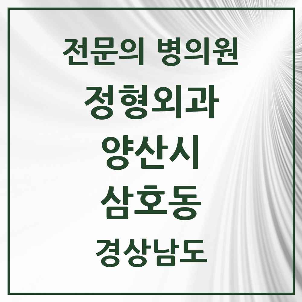 2025 경상남도 양산시 삼호동 정형외과 전문의 의원·병원 목록 1곳