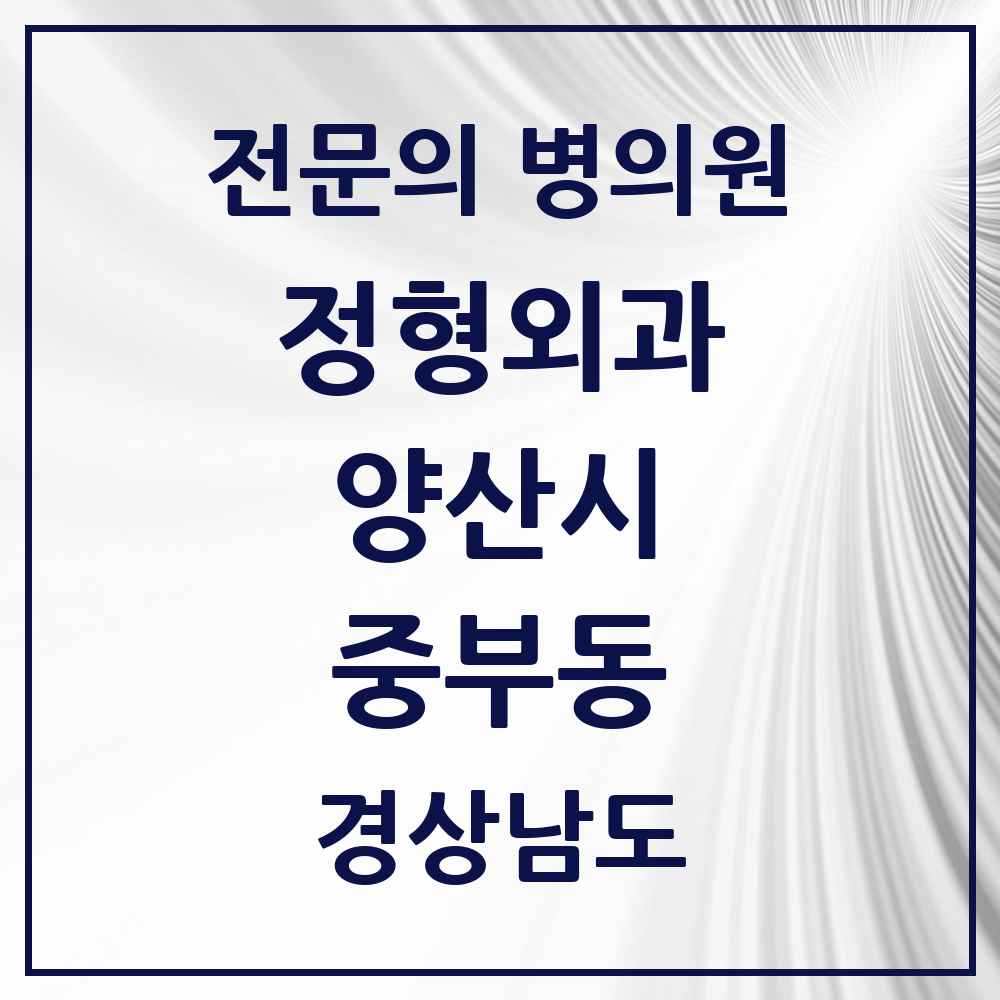 2025 경상남도 양산시 중부동 정형외과 전문의 의원·병원 목록 3곳