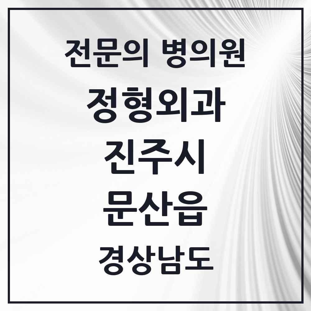 2025 경상남도 진주시 문산읍 정형외과 전문의 의원·병원 목록 1곳