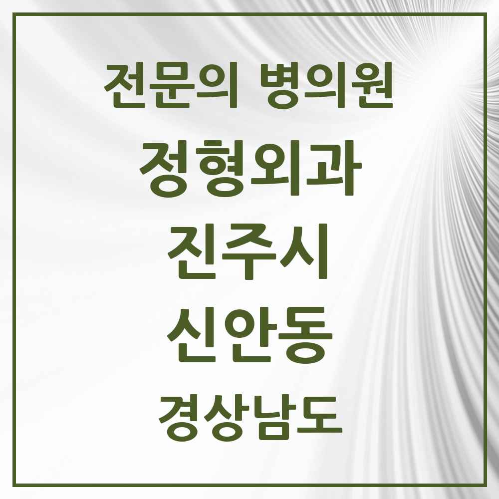 2025 경상남도 진주시 신안동 정형외과 전문의 의원·병원 목록 4곳