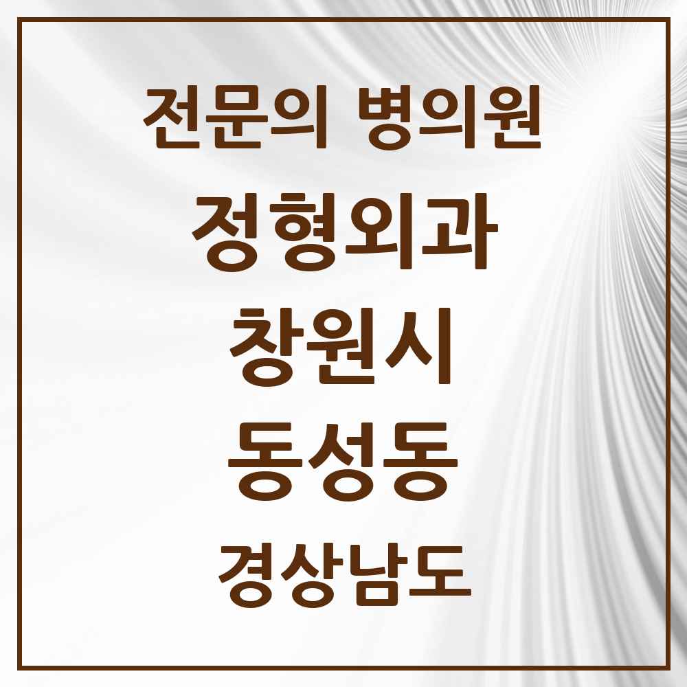 2025 경상남도 창원시 동성동 정형외과 전문의 의원·병원 목록 1곳