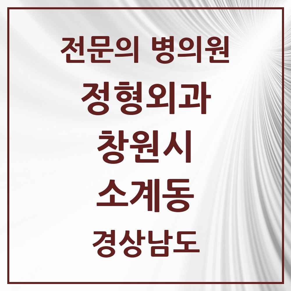 2025 경상남도 창원시 소계동 정형외과 전문의 의원·병원 목록 1곳