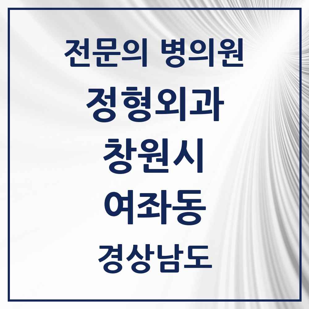 2025 경상남도 창원시 여좌동 정형외과 전문의 의원·병원 목록 1곳