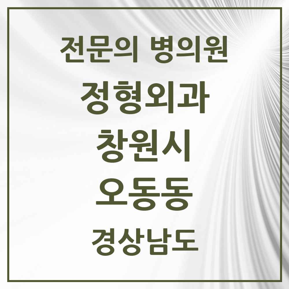 2025 경상남도 창원시 오동동 정형외과 전문의 의원·병원 목록 2곳