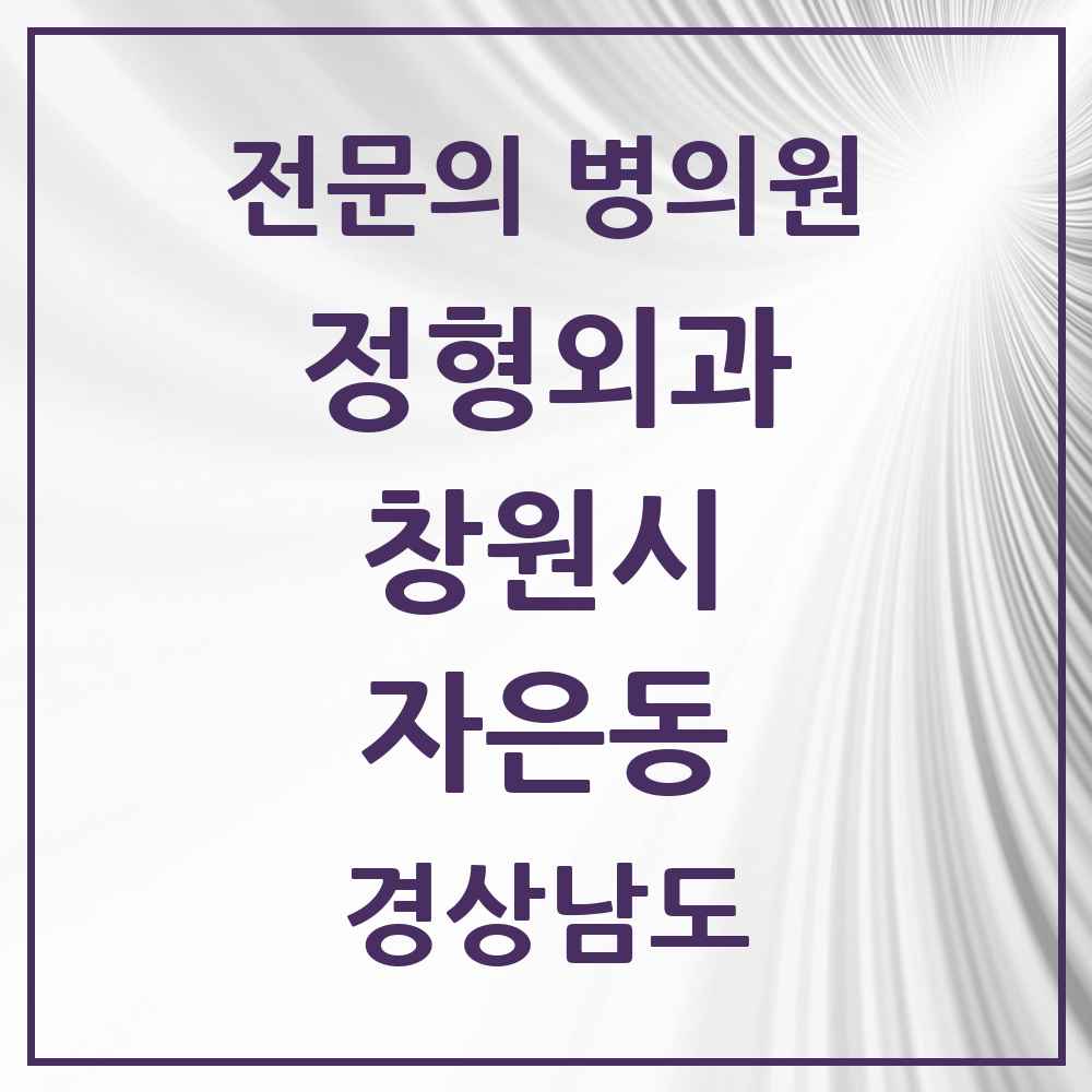 2025 경상남도 창원시 자은동 정형외과 전문의 의원·병원 목록 1곳