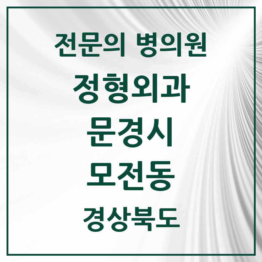 2025 경상북도 문경시 모전동 정형외과 전문의 의원·병원 목록 1곳
