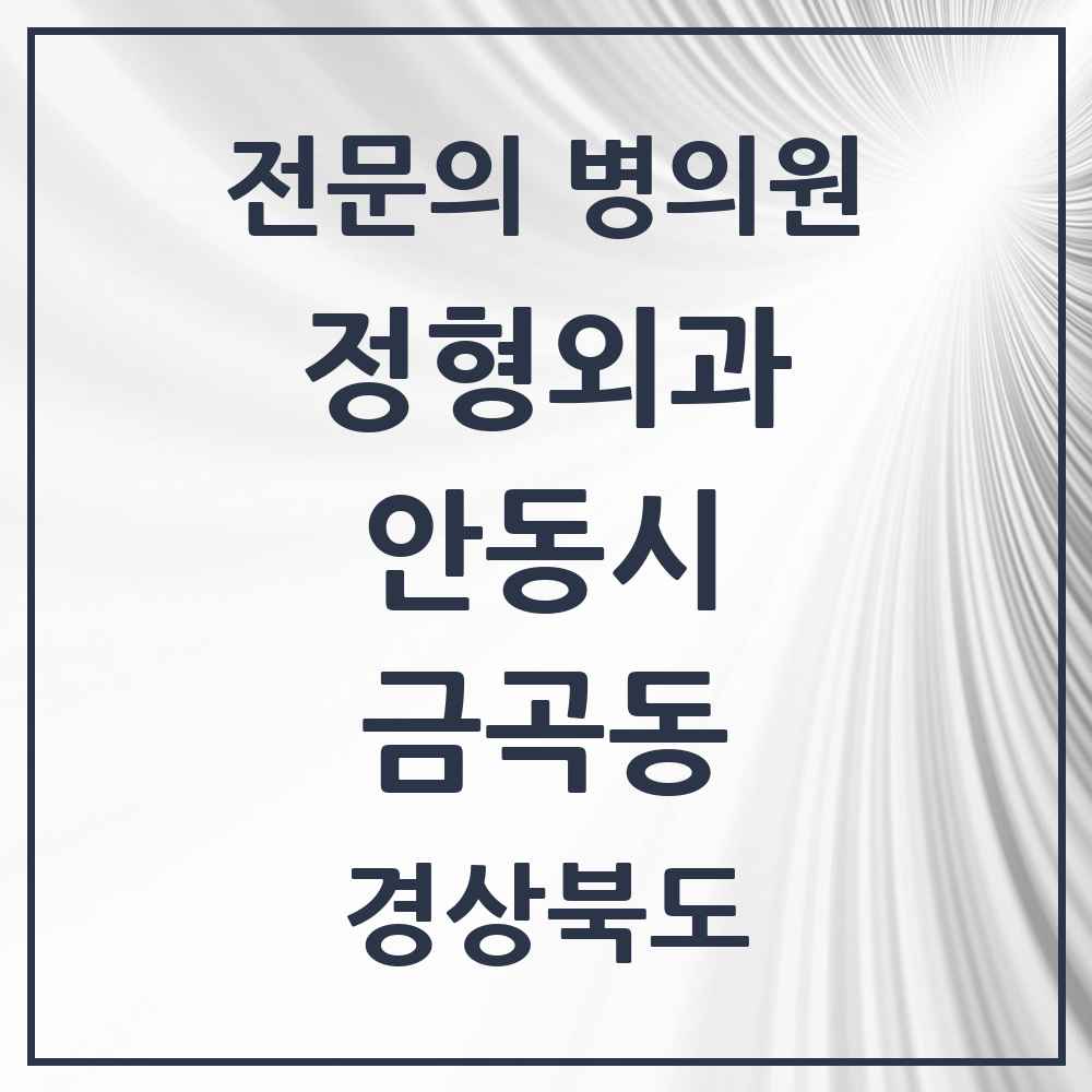2025 경상북도 안동시 금곡동 정형외과 전문의 의원·병원 목록 1곳