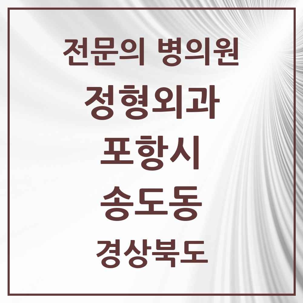 2025 경상북도 포항시 송도동 정형외과 전문의 의원·병원 목록 1곳