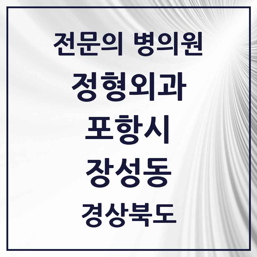 2025 경상북도 포항시 장성동 정형외과 전문의 의원·병원 목록 3곳