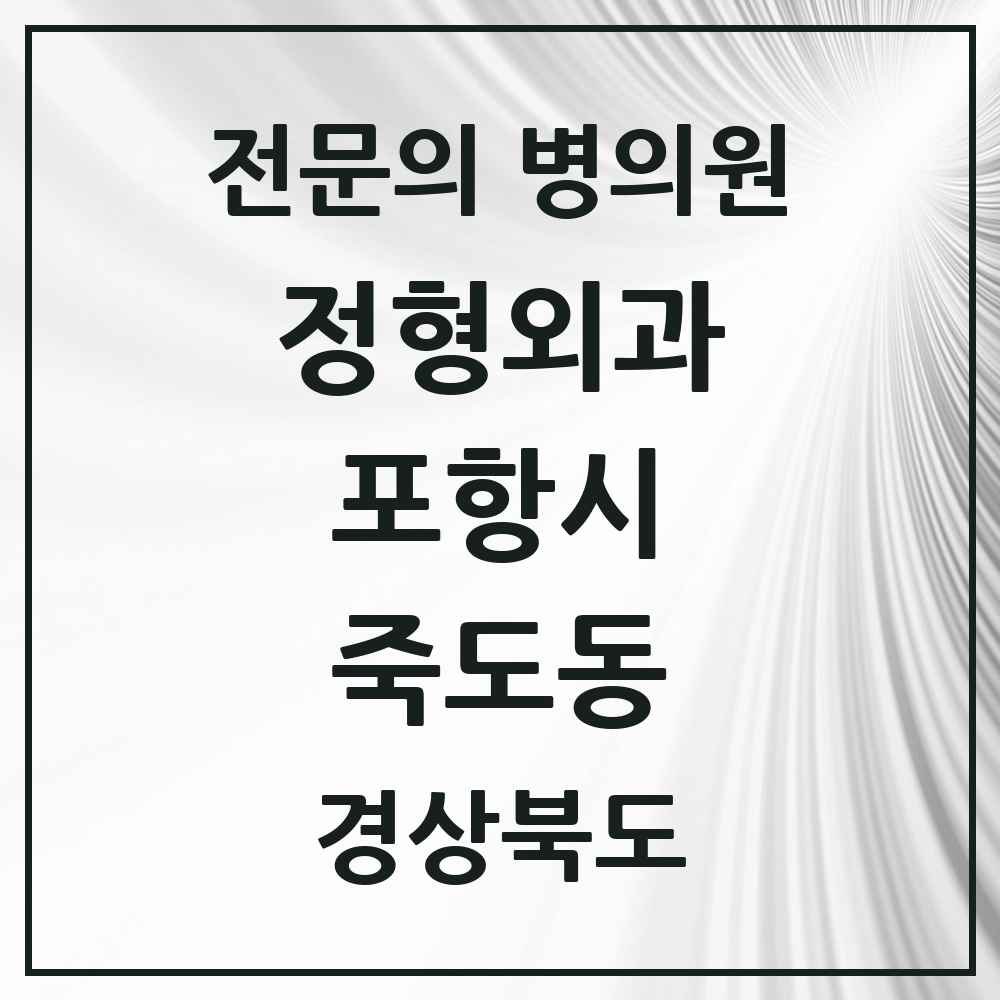 2025 경상북도 포항시 죽도동 정형외과 전문의 의원·병원 목록 3곳