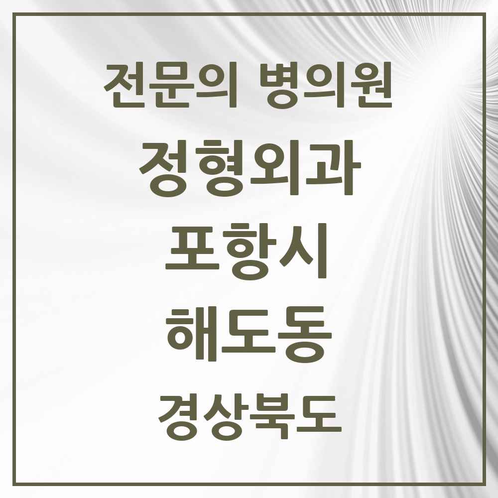 2025 경상북도 포항시 해도동 정형외과 전문의 의원·병원 목록 3곳