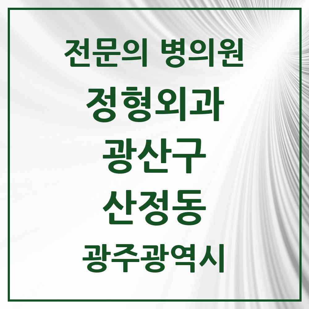 2025 광주광역시 광산구 산정동 정형외과 전문의 의원·병원 목록 1곳