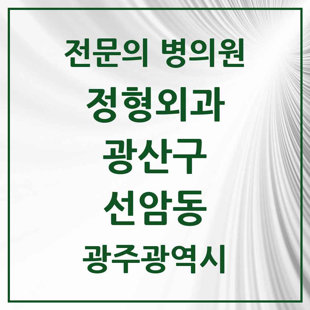 2025 광주광역시 광산구 선암동 정형외과 전문의 의원·병원 목록 1곳