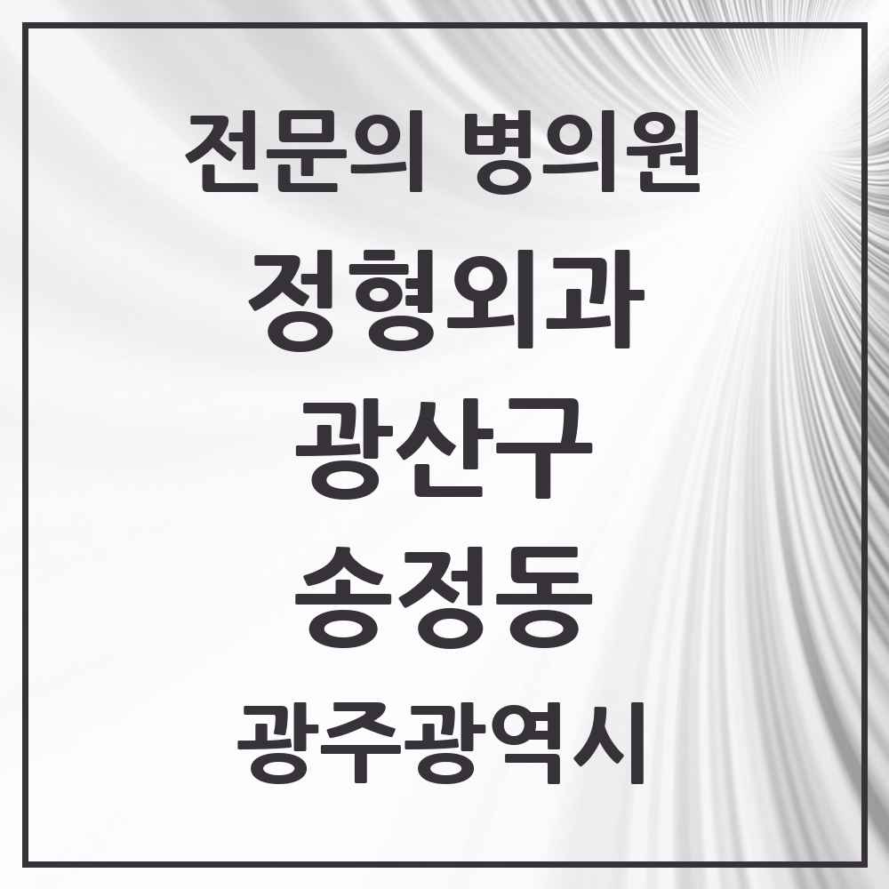 2025 광주광역시 광산구 송정동 정형외과 전문의 의원·병원 목록 4곳