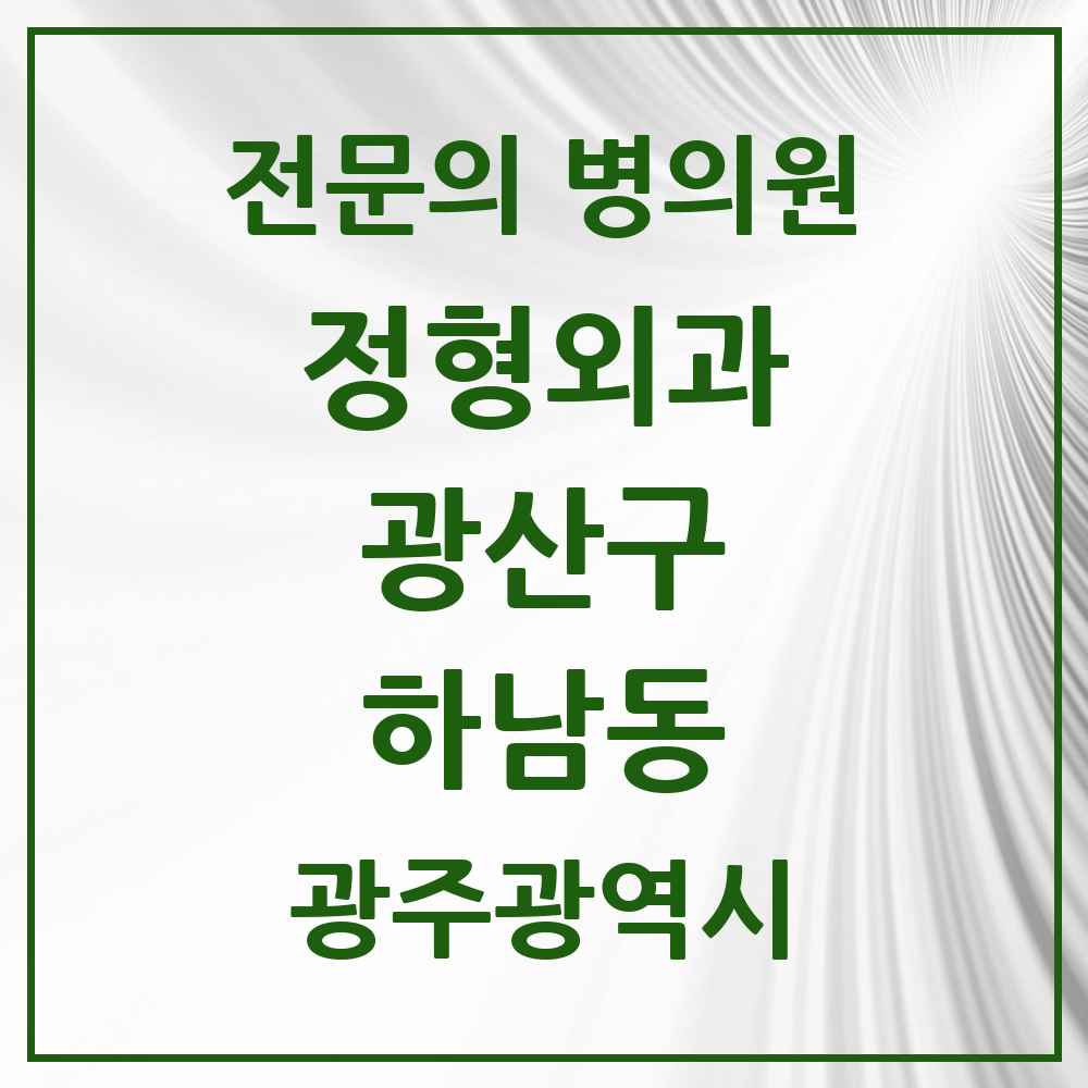 2025 광주광역시 광산구 하남동 정형외과 전문의 의원·병원 목록 1곳