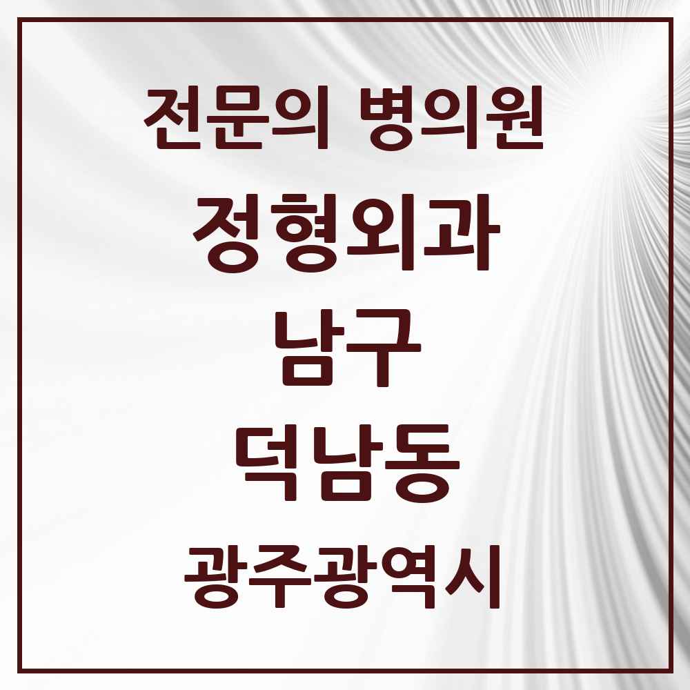 2025 광주광역시 남구 덕남동 정형외과 전문의 의원·병원 목록 1곳