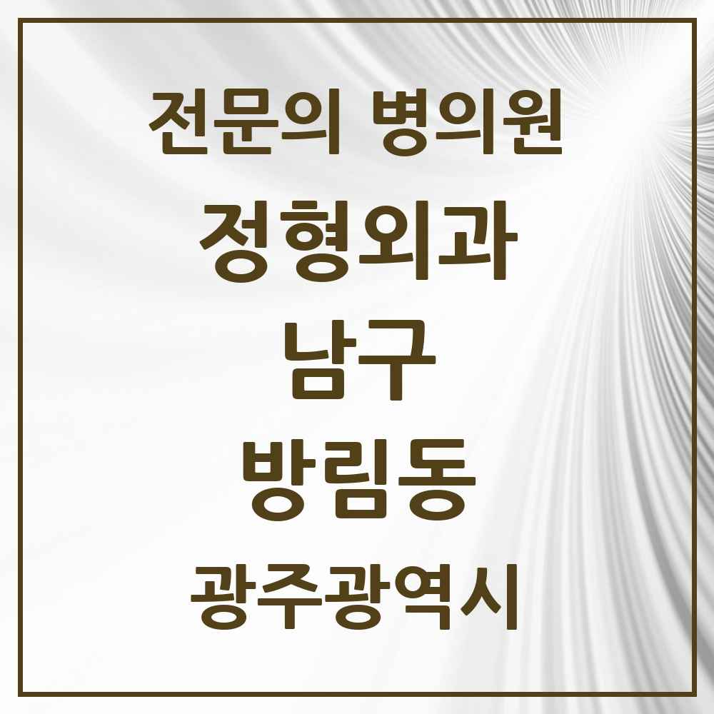 2025 광주광역시 남구 방림동 정형외과 전문의 의원·병원 목록 1곳