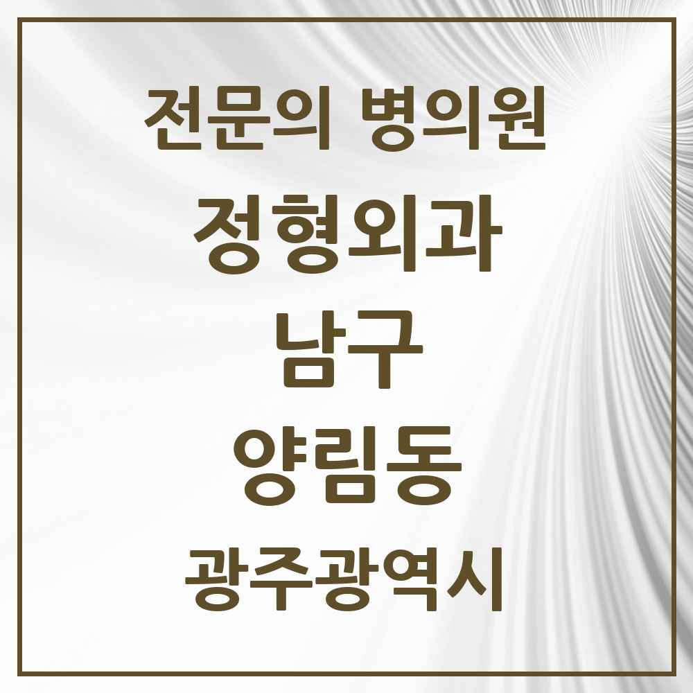 2025 광주광역시 남구 양림동 정형외과 전문의 의원·병원 목록 1곳