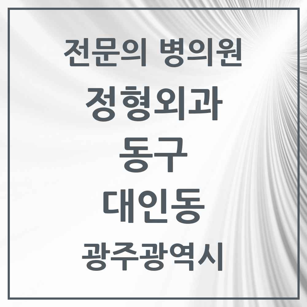 2025 광주광역시 동구 대인동 정형외과 전문의 의원·병원 목록 1곳