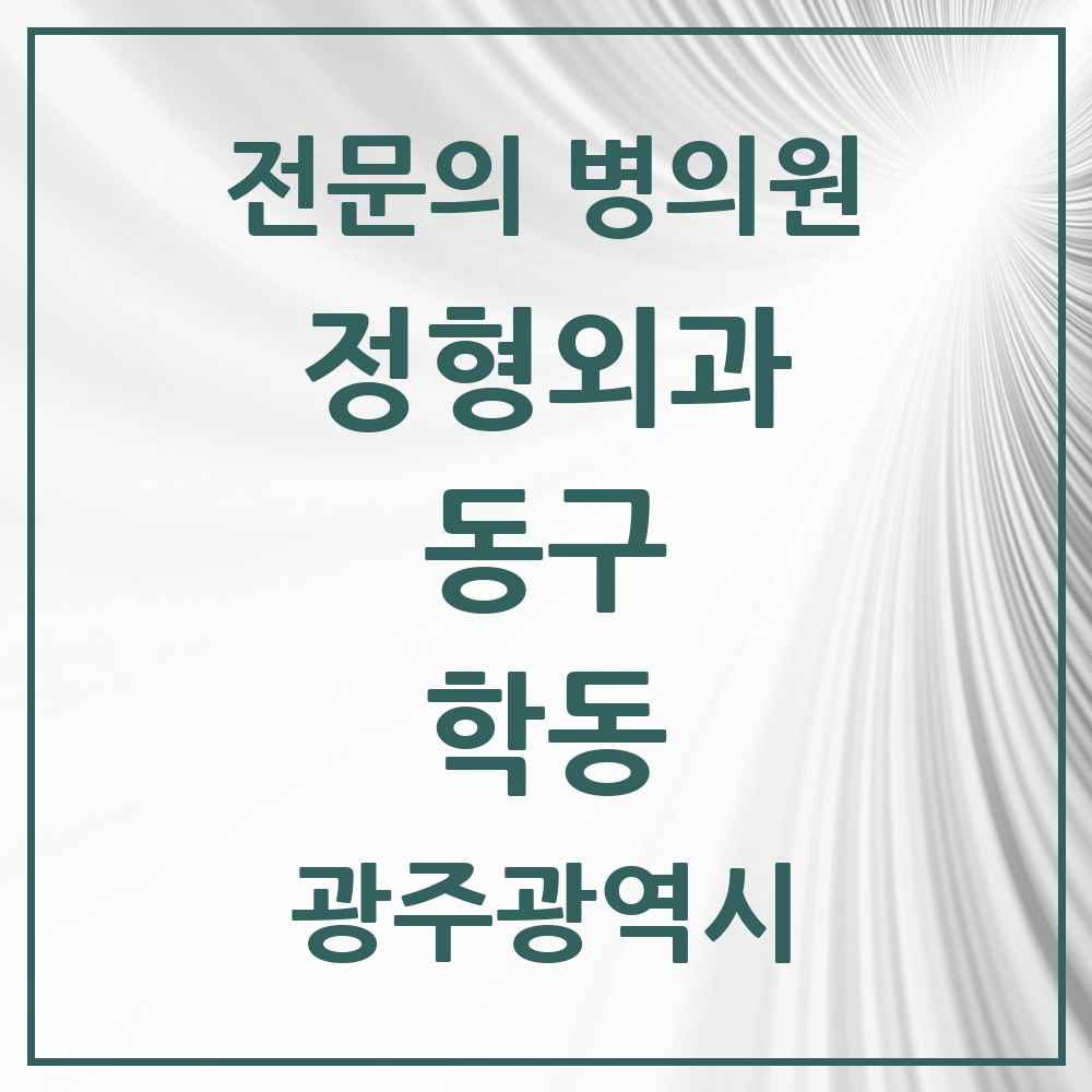 2025 광주광역시 동구 학동 정형외과 전문의 의원·병원 목록 5곳