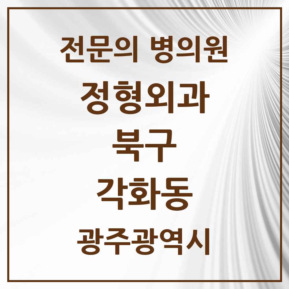 2025 광주광역시 북구 각화동 정형외과 전문의 의원·병원 목록 1곳