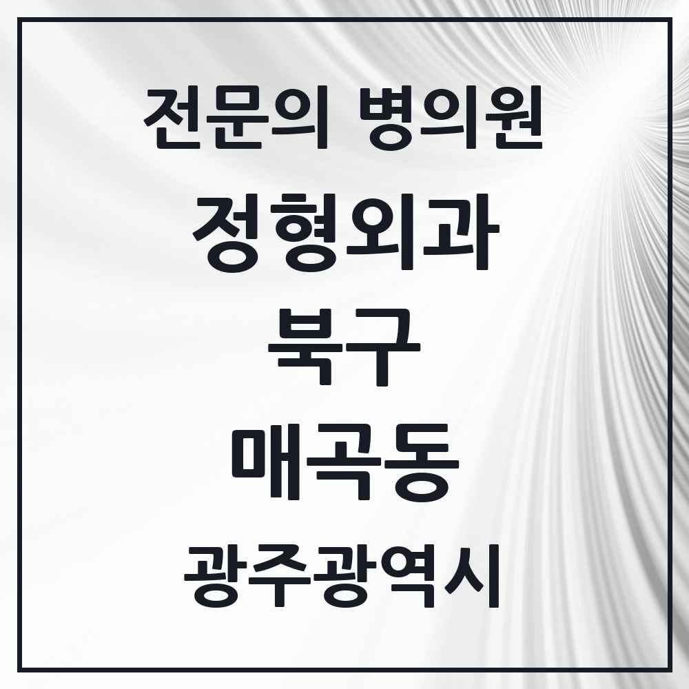 2025 광주광역시 북구 매곡동 정형외과 전문의 의원·병원 목록 1곳