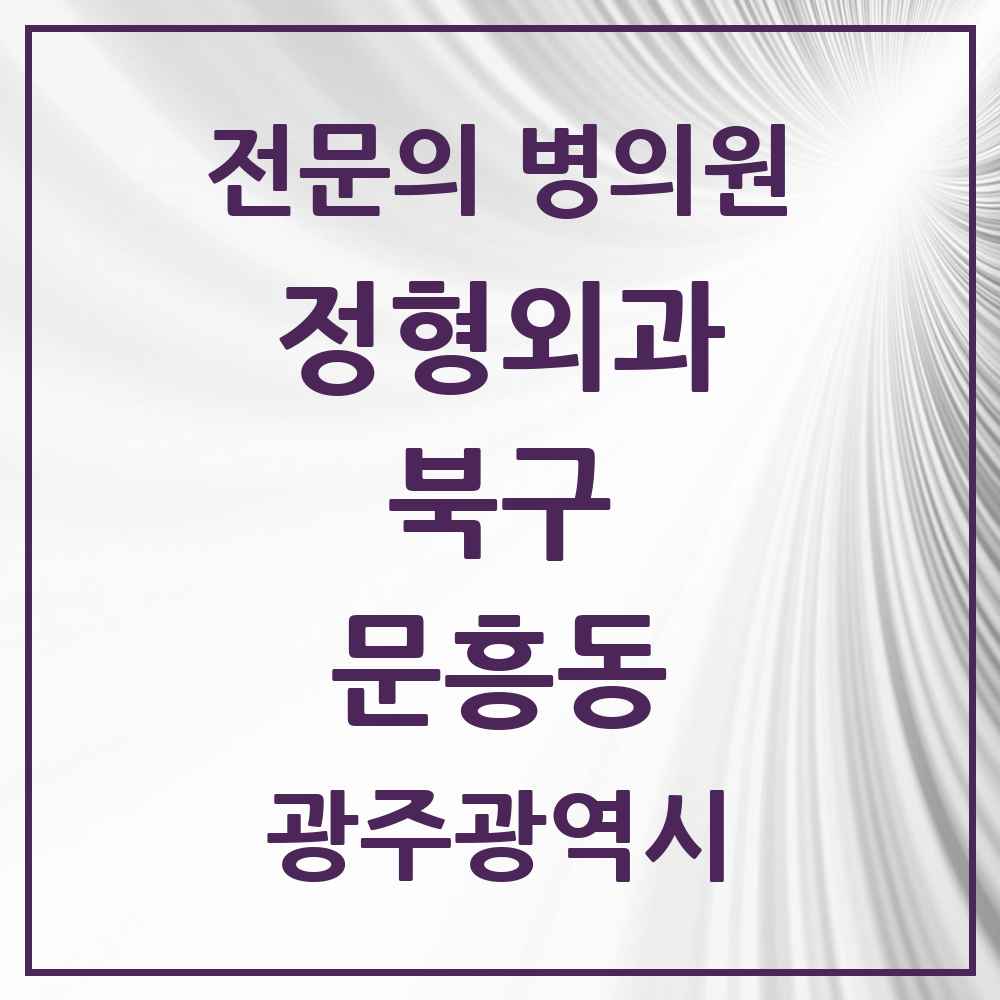 2025 광주광역시 북구 문흥동 정형외과 전문의 의원·병원 목록 2곳