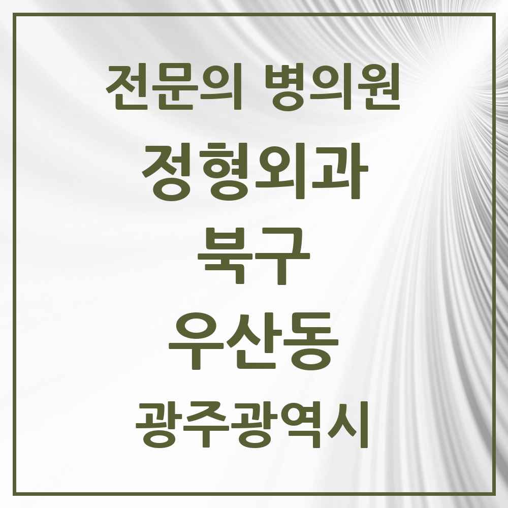 2025 광주광역시 북구 우산동 정형외과 전문의 의원·병원 목록 1곳
