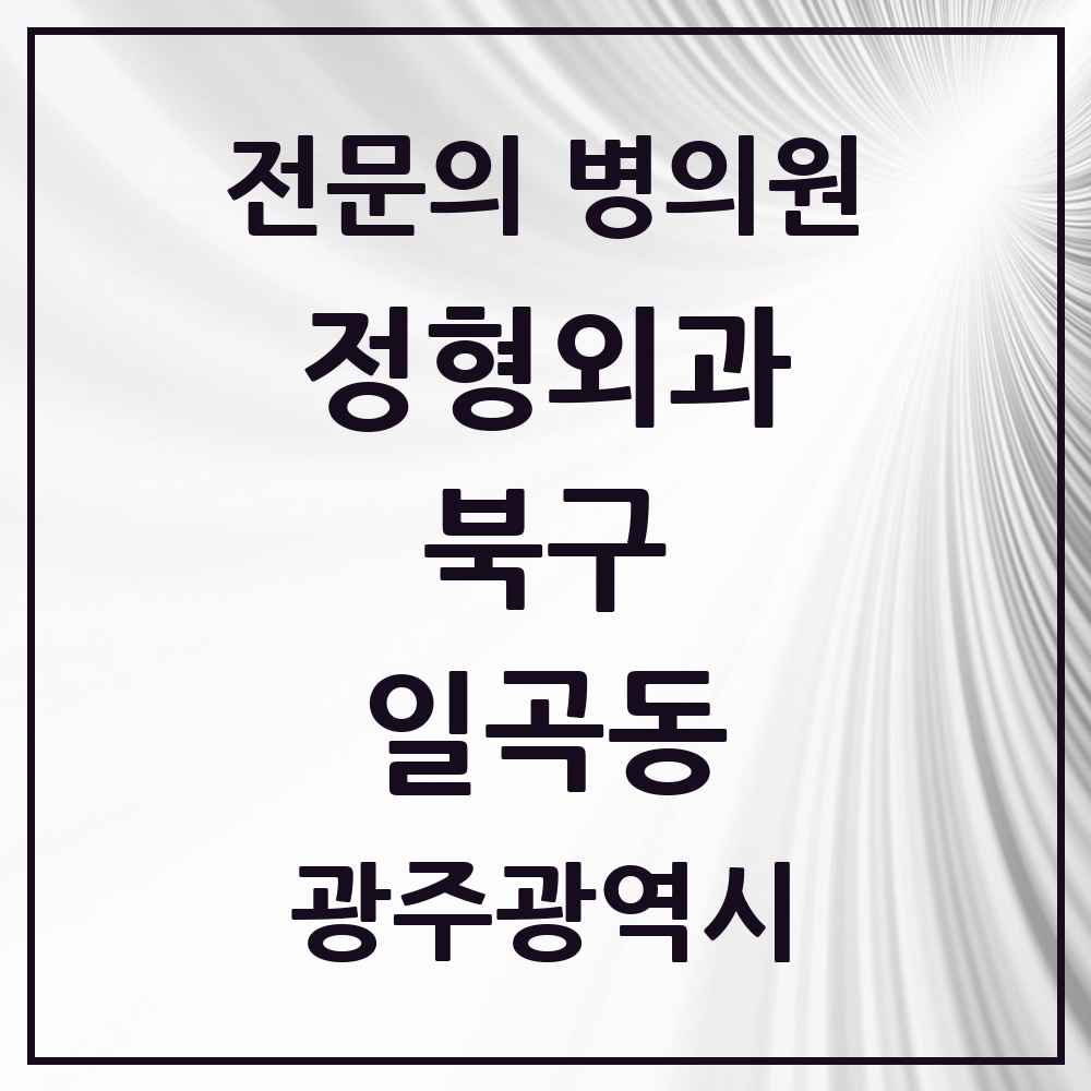2025 광주광역시 북구 일곡동 정형외과 전문의 의원·병원 목록 3곳