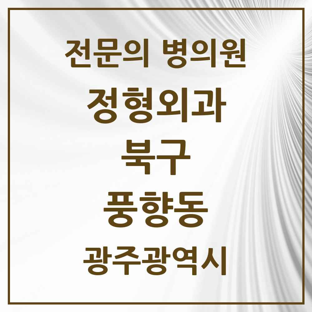 2025 광주광역시 북구 풍향동 정형외과 전문의 의원·병원 목록 2곳