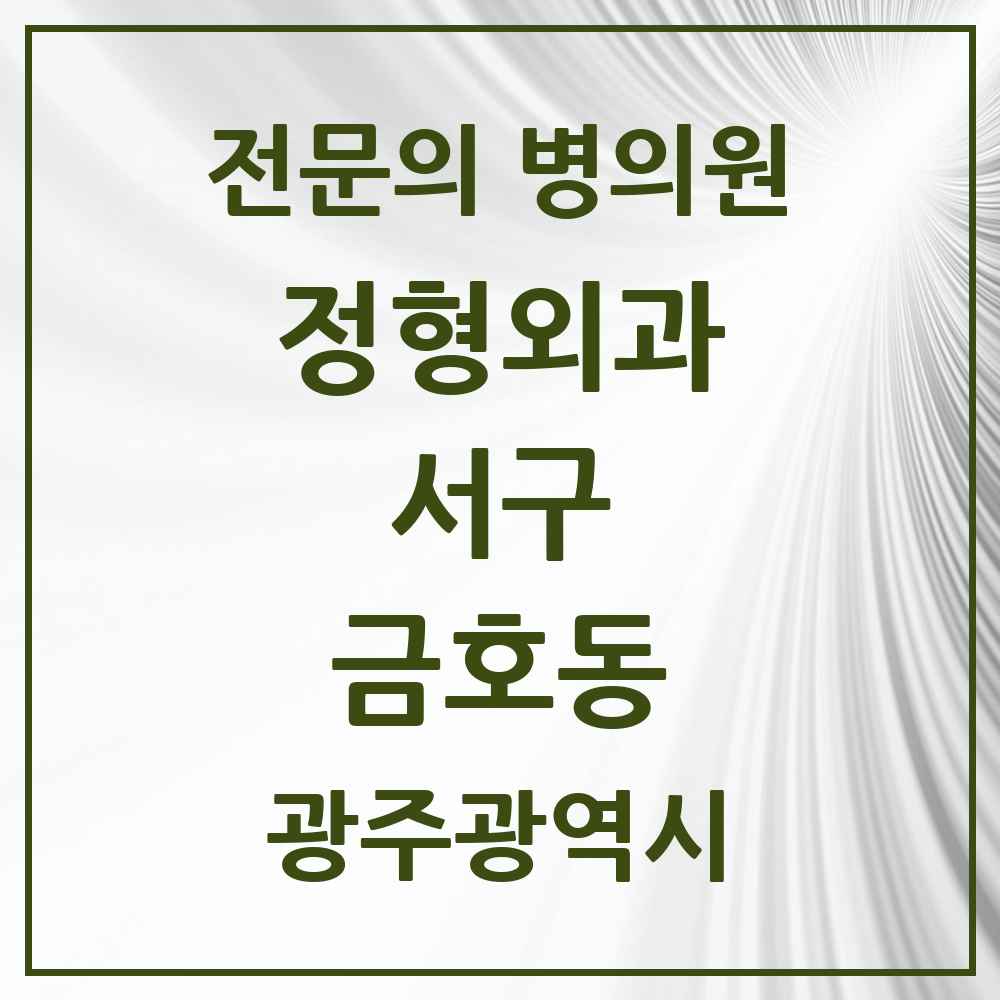 2025 광주광역시 서구 금호동 정형외과 전문의 의원·병원 목록 2곳