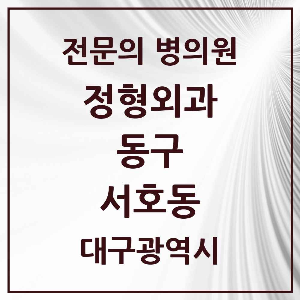 2025 대구광역시 동구 서호동 정형외과 전문의 의원·병원 목록 1곳